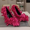Rosa Fliege High Heels Frauen Frühling neue sexy Einzels chuhe spitze dünne Absätze voller Bogen Inlay Pumps Bankett Show Schuhe