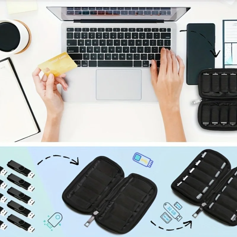 Custodia per unità flash Custodia per supporto USB Organizzatore portatile Custodia per accessori antipolvere per unità a pollice Memory Stick Cavo per scheda SD Cas