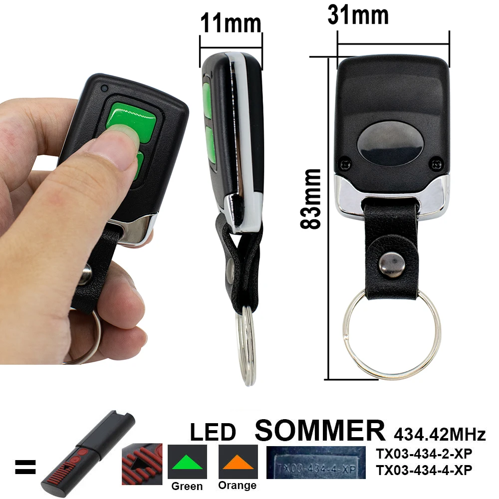 1–20 Stück 434,42 MHz SOMMER Garagen-Fernbedienung für SOMMER TX03 434 4 XP, TX03-434-2-XP 4 2 Pilot SOMMER 434 MHz Tor-Türöffner Image