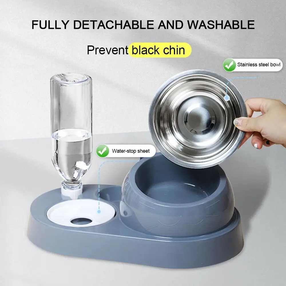Automatischer 2-in-1-Futterautomat für Katzen, Trocken- und Nasstrennung, Sicherheitsmaterial, Tiernahrung, Wasserbehälter, Trinkwasser, große Kapazität Image