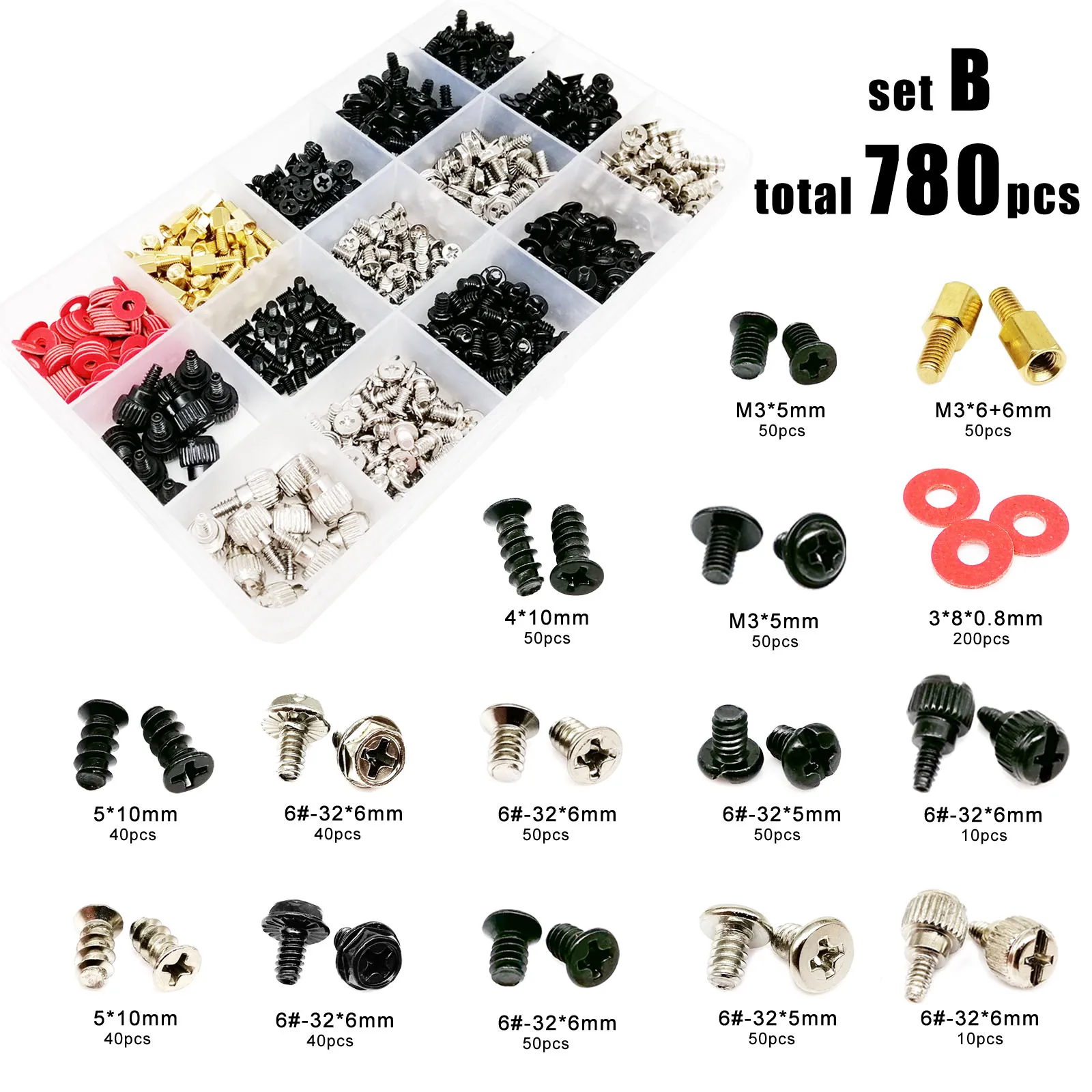305/780 stücke Computer PC Fall Festplatte Lüfter Motherboard Netzteil Server HDD PSU PCI Montieren Reparatur DIY Schraube bolzen Kit Set Image