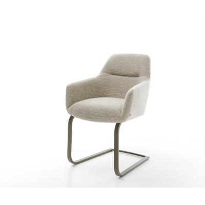 DELIFE Freischwinger Pejo-Flex Webstoff Soft Beige Freischwinger flach Effektfinish Titan Taschenfederkern, Esszimmerstühle Image