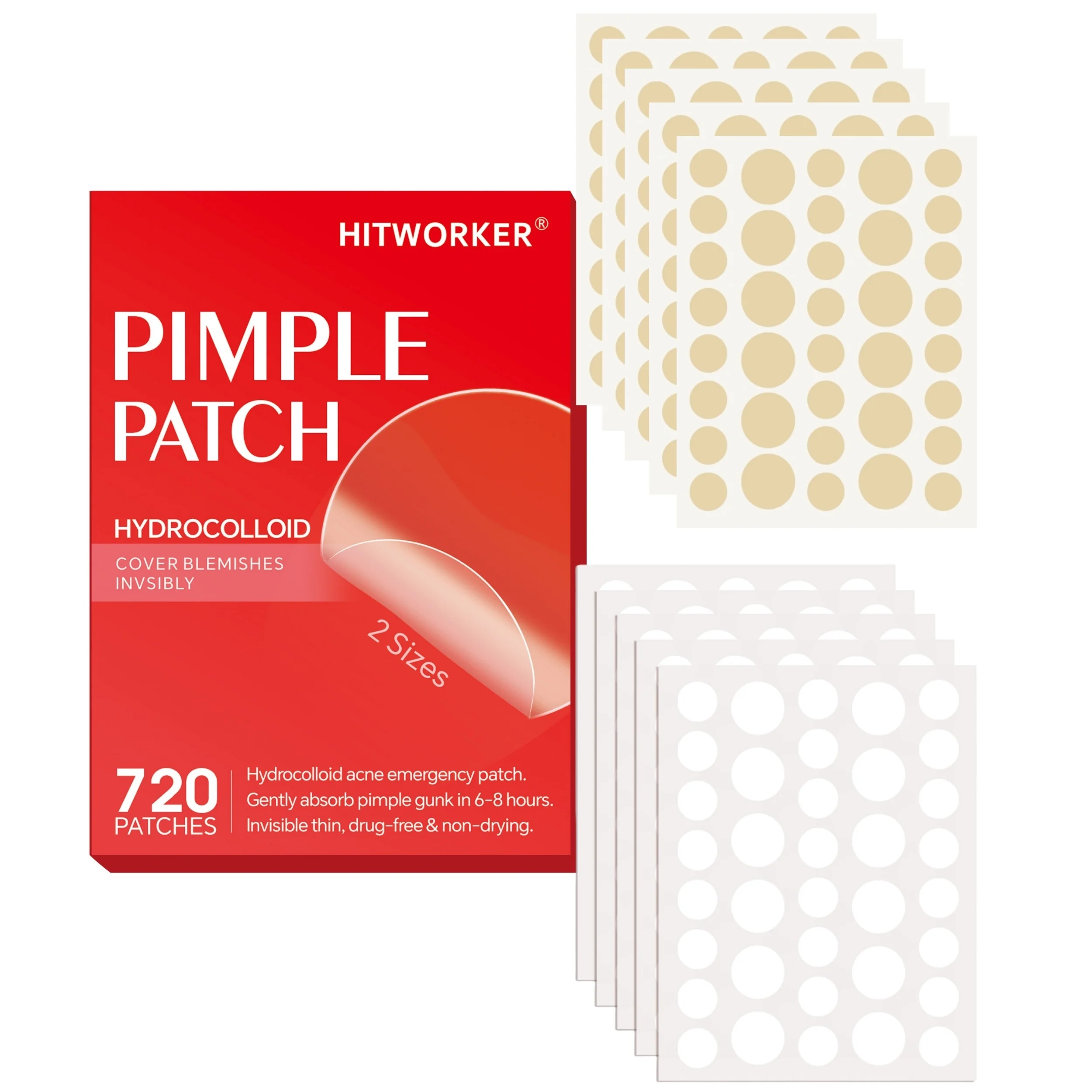 „720 Stück Teebaum-Akne-Pflaster mit Salicylsäure, unsichtbar, wasserdicht für den täglichen und nächtlichen Gebrauch, alkoholfrei, alle Hauttypen“ Image