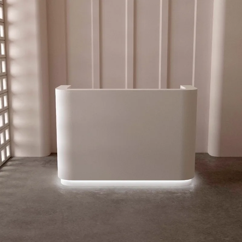 Kleine Laden kasse Seite Zähler einfache moderne Bekleidungs geschäft Schönheits salon Farbe Rezeption Frauen Rezeption Rezeption Image