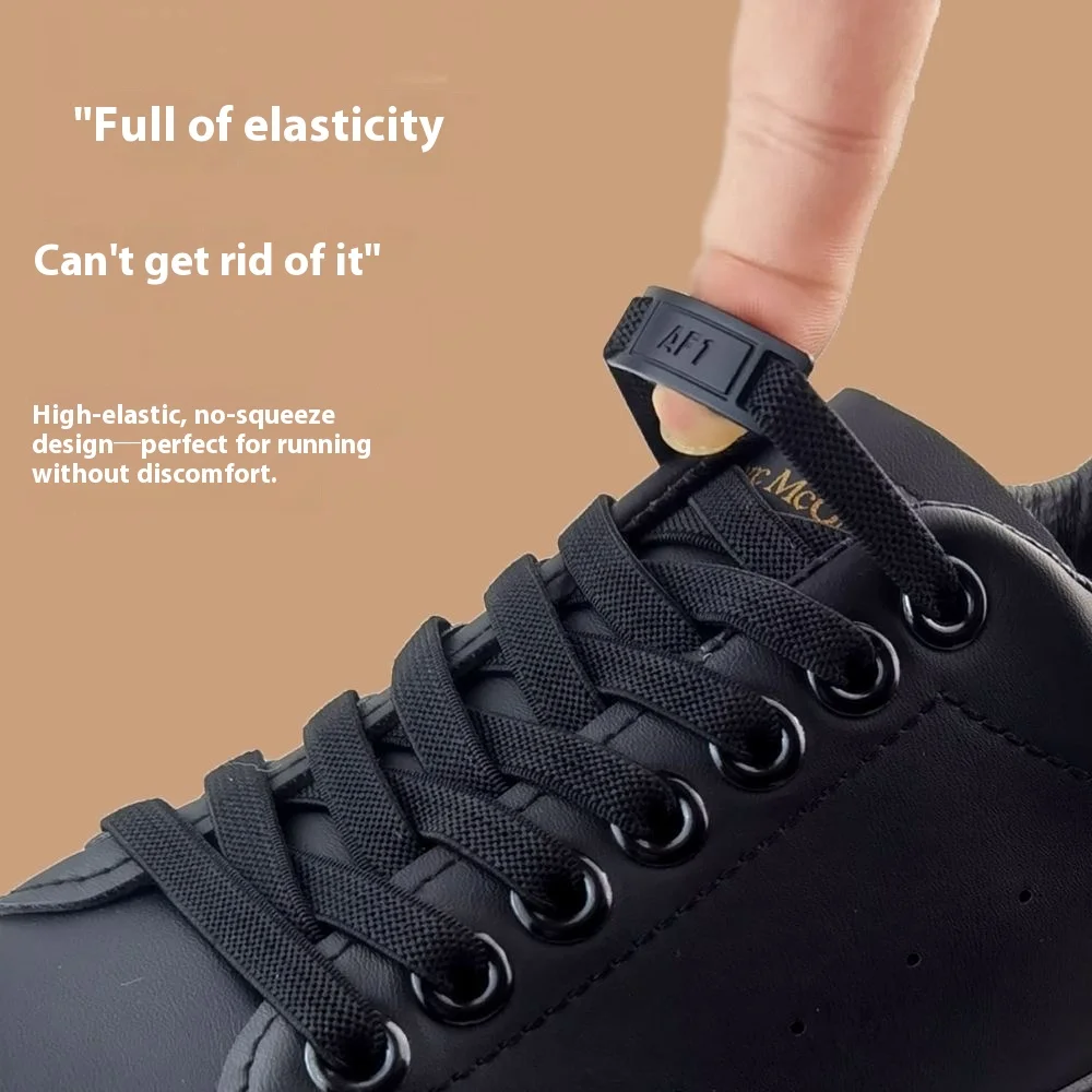 Elastische Schnürsenkel ohne Krawatte für Erwachsene, 8 mm flaches Sneaker-Tennisschuhzubehör – Neu für AF1-Lock-Schnürsenkel – einfache Slip-On-Schnürsenkel Image