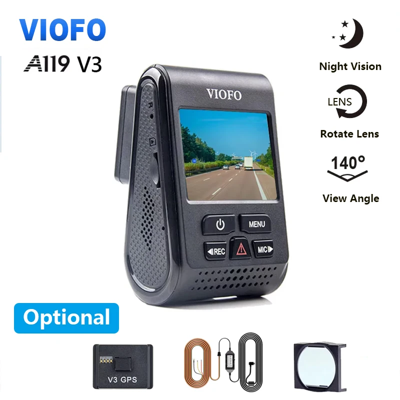 VIOFO A119 V3 2K Auto DVR Super Nachtsicht Quad HD Dash Kameras Parkmodus G-Sensor Rota Objektiv 2560*1600P Optional GPS CPL Image