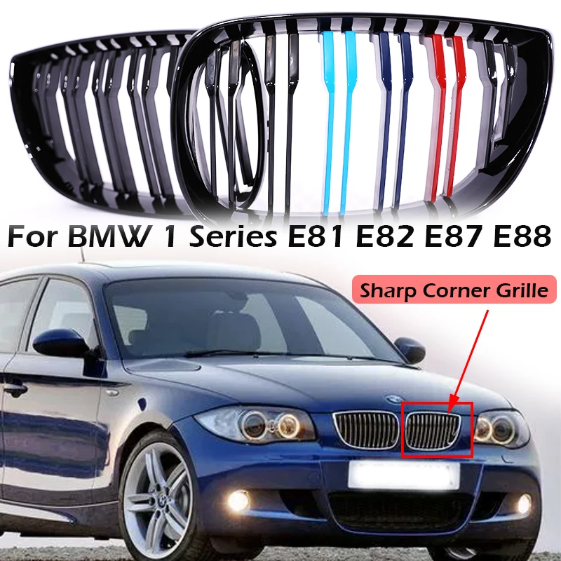 Rene anteriore M Colore Doppia linea Slat Griglia angolare affilata Griglia per BMW E81 E87 E82 E88 Compatibile con 120i 128i 130i 135i