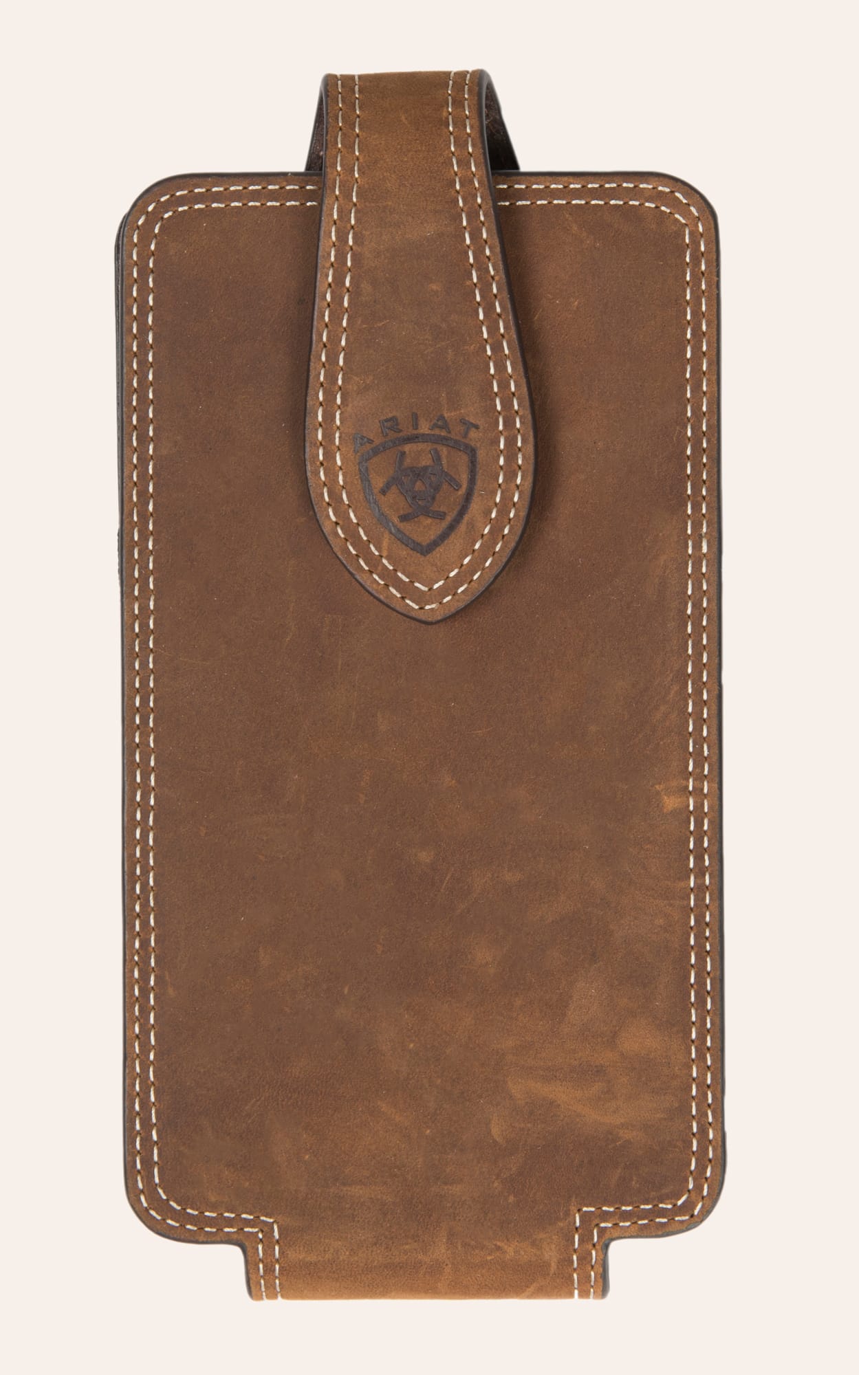 Ariat Brown Leather with Embossed Logo Large Cell Phone Case - NOSZ - From Cavender's