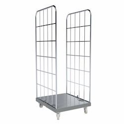 Oswald Transportgeräte Rollbehälter FV, 2-seitig, Rollplatte geschlossen aus Kunststoff, 724 x 815 x 1.830 mm, 500 kg, Nutzhöhe 1.640 mm, Hygiene Grau Image