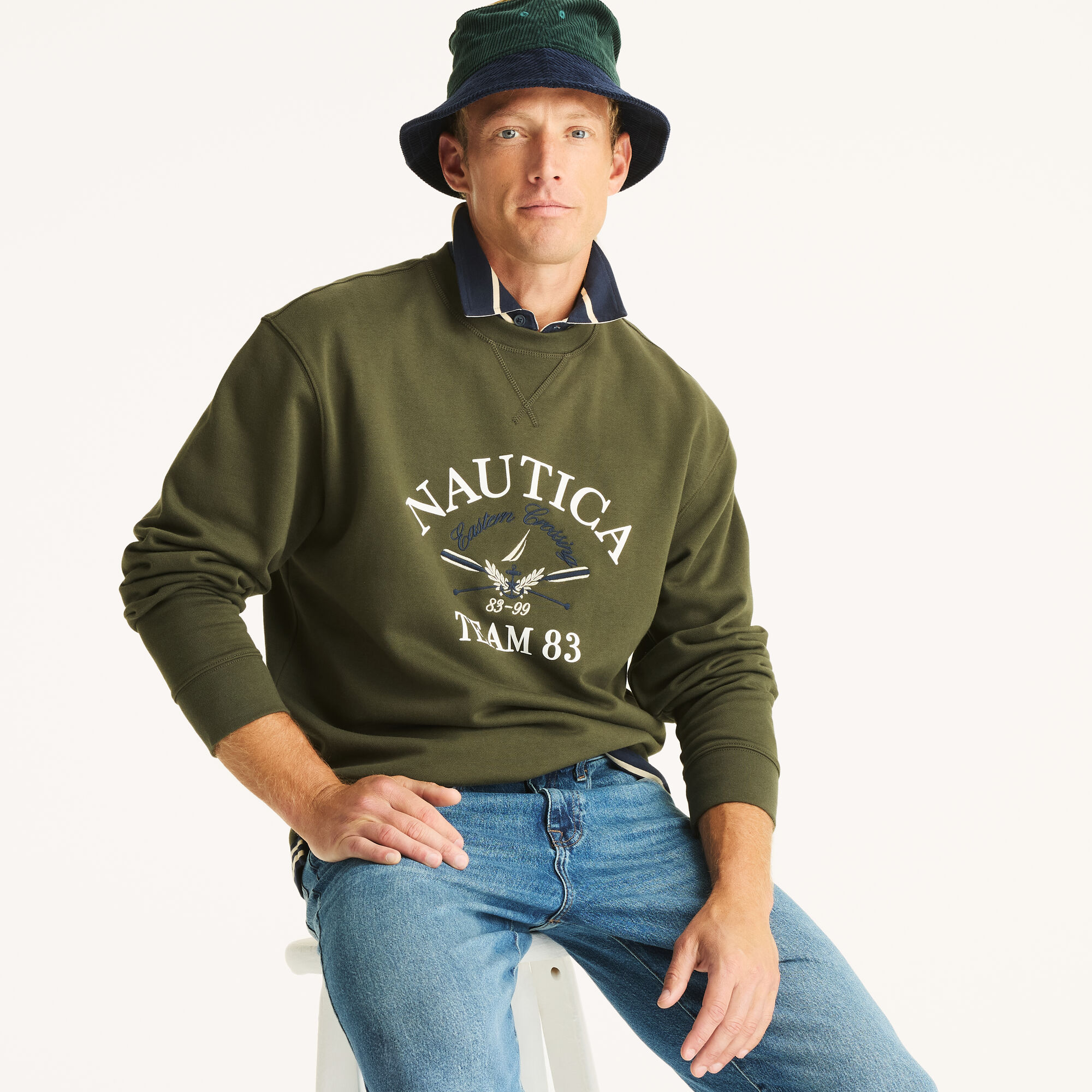 Nautica Men's Fleece Crewneck Sweatshirt 301 (Olive), XS