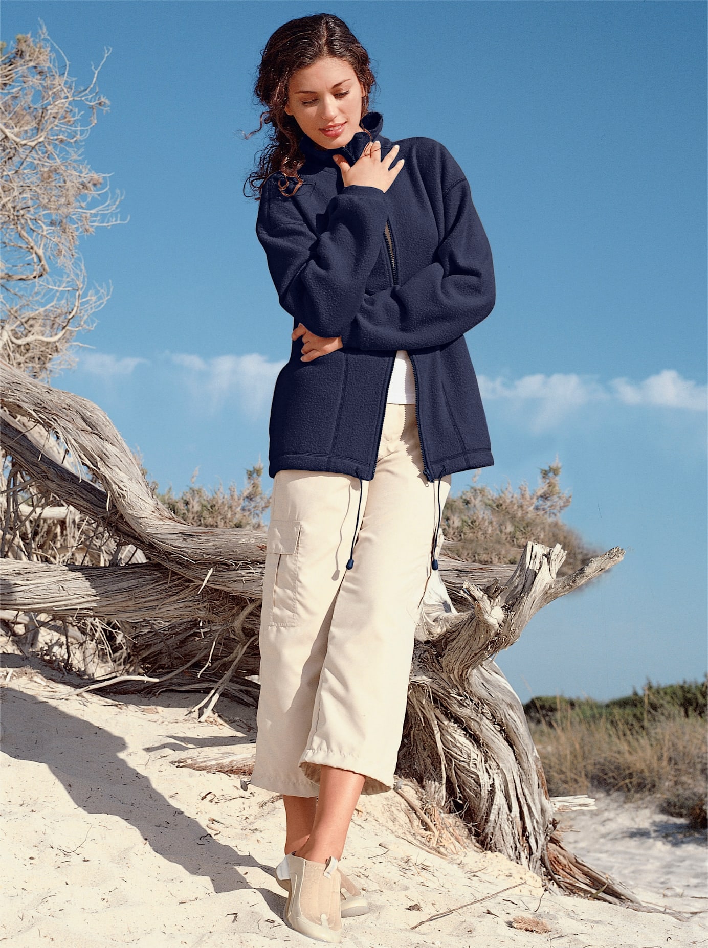 Fleecejacke CASUAL LOOKS, Damen, Gr. 36, blau (marine), 100% Polyester, unifarben, lässig geschnitten, Jacken Image