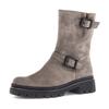 Bikerboots GABOR "FLORENZ", Damen, Gr. 41, grau (taupe used), Veloursleder, unifarben, modisch, Schuhe, Blockabsatz, Stiefelette mit Zierschnalle und in Weite G (= weit)