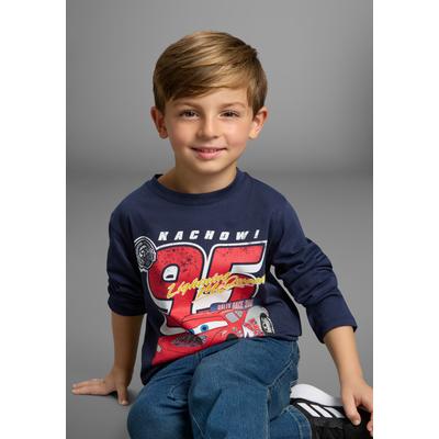 Langarmshirt KIDSWORLD "Disney Shirt - Cars", Jungen, Gr. 104/110, blau (marine), Single Jersey, Obermaterial: 100% Baumwolle, bedruckt, modisch, Basic normal, Rundhals, Langarm, Shirts, Disney Shirt : CARS Image