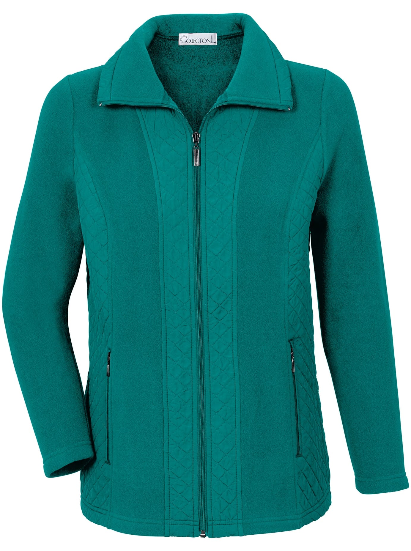 Fleecejacke CASUAL LOOKS, Damen, Gr. 36, blau (türkis), 100% Polyester, unifarben, figurumspielend, Jacken Fleecejacke