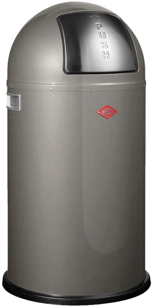 Mülleimer WESCO "Pushboy", grau (graphit), B:40cm H:75,5cm T:40cm, Stahlblech, Mülleimer, Mülleimer, Abfallsammler, 50 Liter