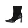 Schlupfboots HENRY STEVENS "Madison ZB70", Damen, Gr. 40, schwarz, Ziegenvelours und Kalbsleder, klassisch, Schuhe, Damen Stiefelette mit Absatz handgefertigt, Lederschuh