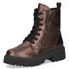 Schnürboots CAPRICE, Damen, Gr. 42, braun (dunkelbraun), Leder, metallic, casual, Schuhe, Blockabsatz, Schnürstiefelette, Zierreißverschluss an der Außenseite