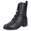 Winterstiefelette RIEKER, Damen, Gr. 36, schwarz, Lederimitat, unifarben, elegant, Schuhe, Schnürstiefelette, Boots, Blockabsatz, mit Schmuckelementen