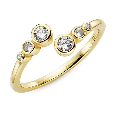 Fingerring "Schmuck, Geschenk, Silbering offen" Gr. 54, gold (gelbgoldfarben, kristallweiß, kristallweiß), ANISTON JEWELRY & WATCHES, Fingerringe, Damen, 54, Silber 925 (Sterlingsilber), 2,2mm, mit Zirkonia (synth.) Image