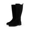 Stiefel TOMMY HILFIGER "FLAG SUEDE LONG BOOT", Damen, Gr. 36, schwarz, Veloursleder, klassisch, Schuhe, Langschaftstiefel, Reißverschlussstiefel mit Logoflaggen-Detail