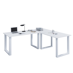 VCM Schreibtisch Lona Weiß / Weiß H. 76 x B. 130 x T. 130 cm Image