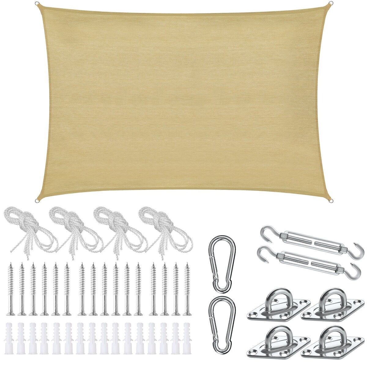 TecTake GmbH tectake Sonnensegel Sunny, wetterfestes HDPE-Material mit UV-Schutz - 3 x 4 m Sand Image