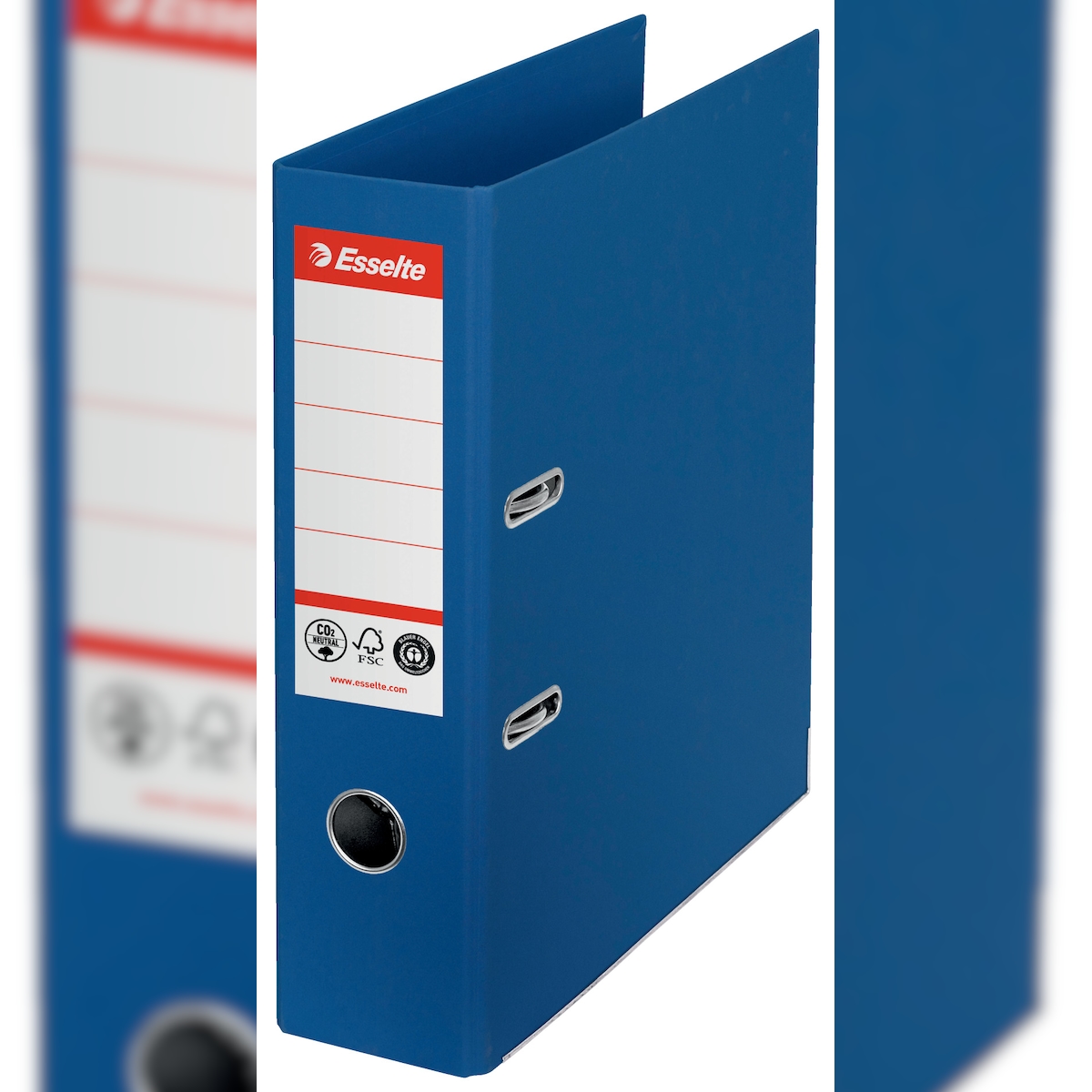 Esselte No.1 Power Breit Ordner DIN A4 75 mm Blau 2 Ringe 627565 Pappkarton Hochformat Recycled Image