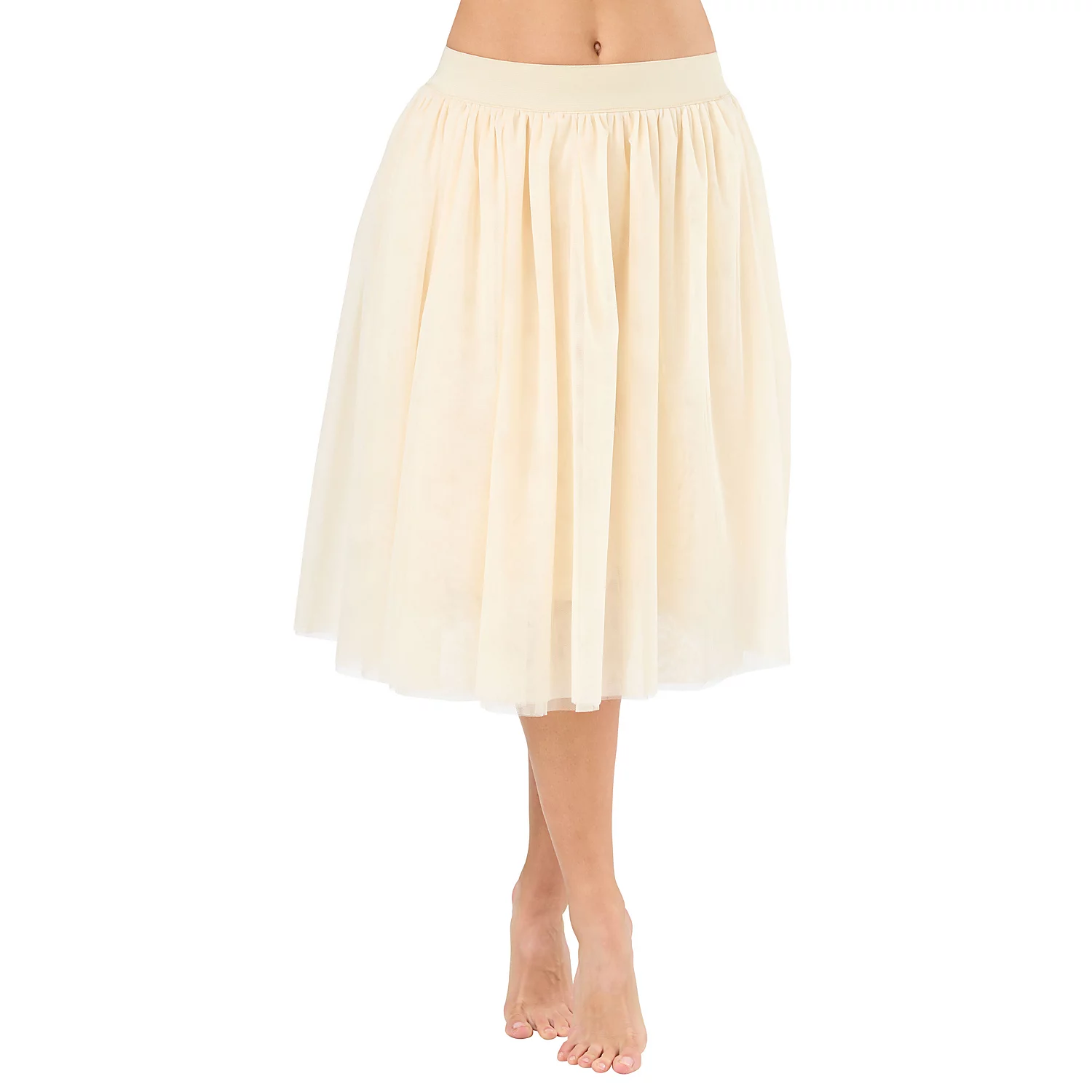 Jupe en tulle, mi-longue, beige,