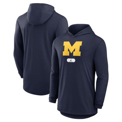 Jordan Brand Michigan Wolverines Primetime Tri-Blend Dri-FIT Langarm-Hoodie-T-Shirt für Herren, Marineblau Image