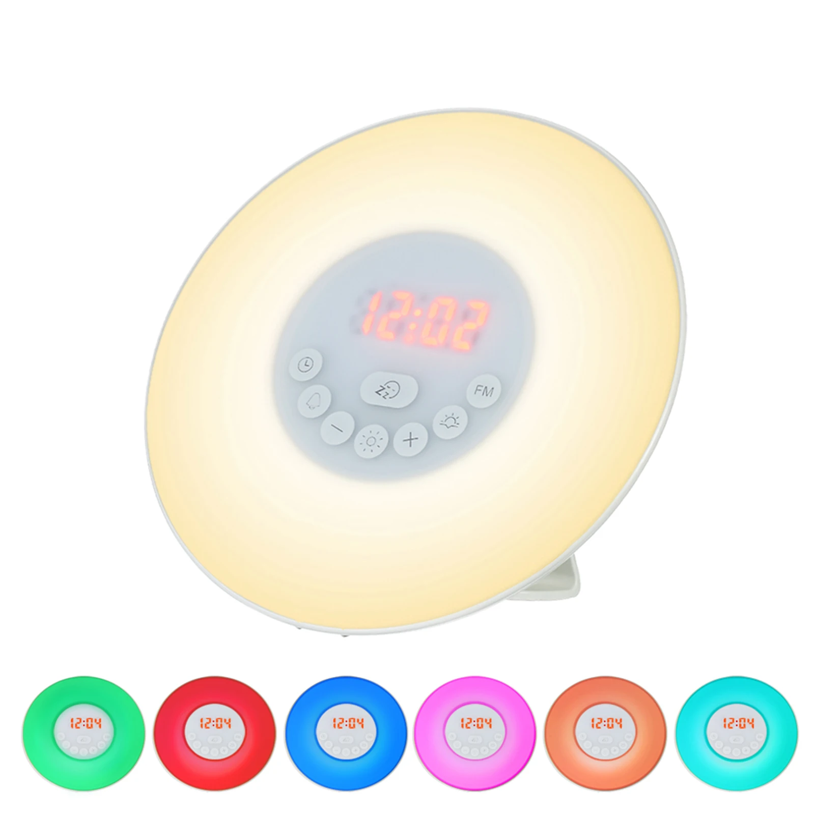 Wake Up Light Alarm Clock Sunrise/Sunset Simulation Digital Clock with FM Radio 7 Colors Light Nature Sounds Snooze Function
