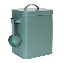 Relaxdays Metallbox, 6,5 L Aufbewahrungsbox mit Dosierhilfe, Tierfutter & Lebensmittel, luftdicht, Waschpulverdose, grün Image