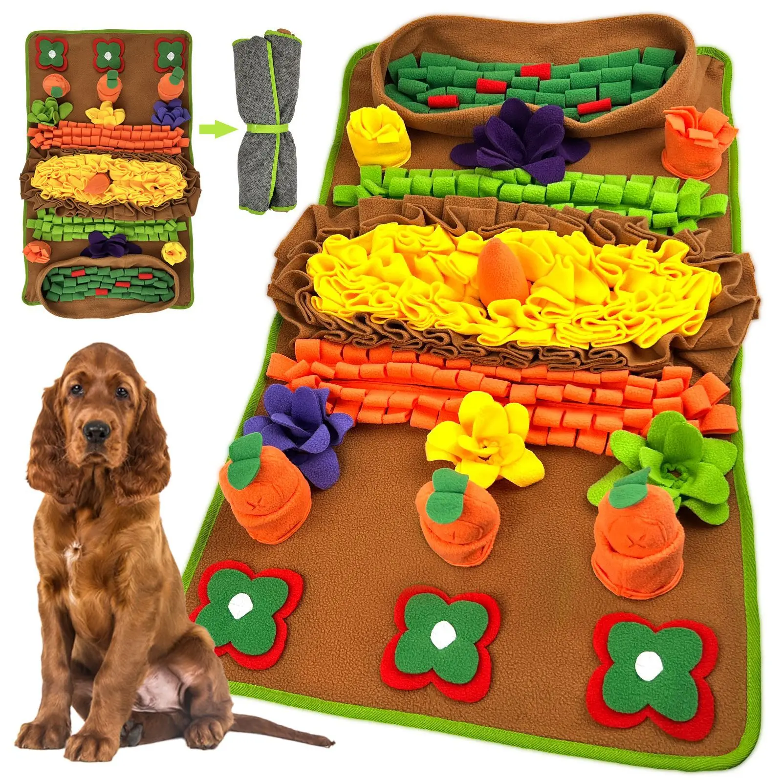 Coussin à renifler pour chien, entraînement à l'aliments lente, jouet d'activité intérieure et extérieure, polaire en laine à pôle souple pour soulager les coussinets de recherche de nourriture
