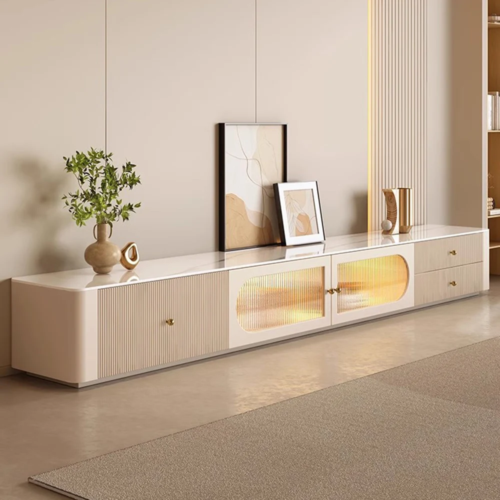 Meuble Tv moderne blanc crème, Meuble de sol pour moniteur, Support de montage pour panneau bas, Meuble de Salon de télévision, Meuble de Salon