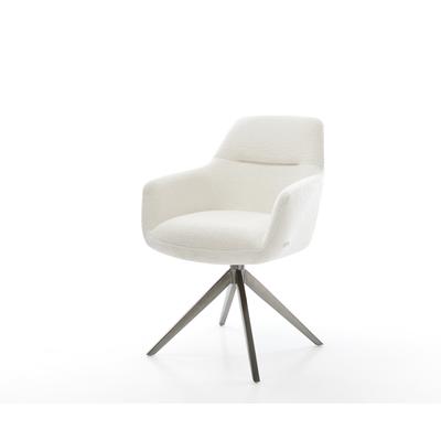 DELIFE Drehstuhl Pejo-Flex Bouclé Soft Beige Kreuzgestell breit Graphit 360° drehbar Wippfunktion Taschenfederkern, Esszimmerstühle Image