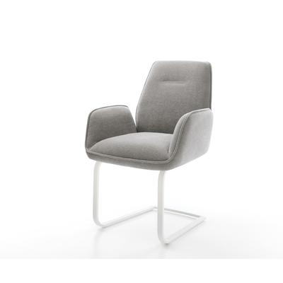 DELIFE Freischwinger Zoa-Flex Strukturstoff Soft Grau Freischwinger flach Weiß Taschenfederkern, Esszimmerstühle Image