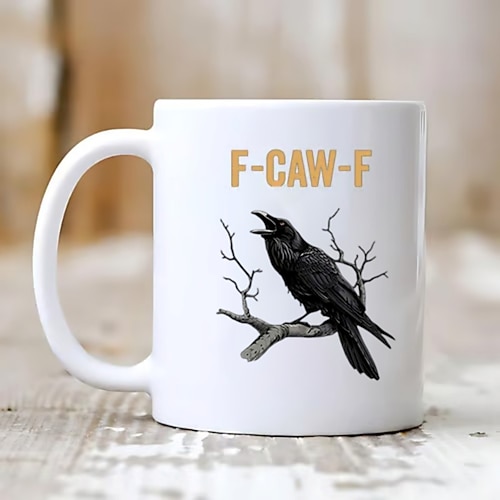 f-caw-f lustige Hühnertasse, humorvoller Hahn, Kaffeetasse, Gag, Weihnachtsgeschenk für Freunde und Familie, Keramik-Teetasse, Büro, Küche, Geburtstag, Weihnachten oder lustige Geschenkidee Image