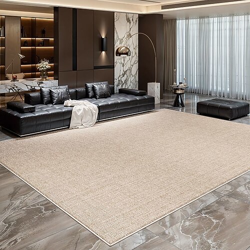 italienischer minimalistischer Flächenteppich, luxuriöser moderner Teppich für Wohnzimmer oder Schlafzimmer, wasserdichte, schmutzabweisende Bodenmatte, pflegeleichter, schmutzabweisender Sofateppich Image