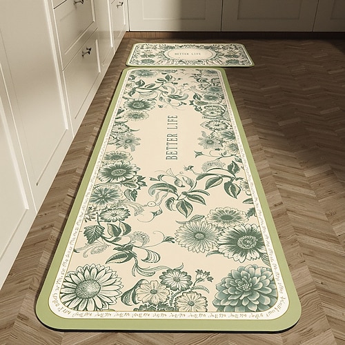 Küchenläuferteppiche im amerikanischen Stil, hochwertige Eingangsmatte für Zuhause, saugfähig, schnell trocknend, Kieselgur, rutschfest, schmutzabweisend, Badezimmer-/Küchenbodenteppich, Dekor Image