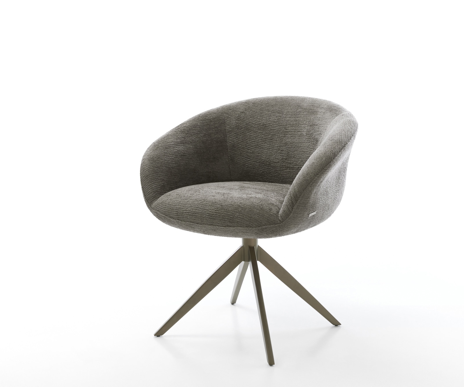 DELIFE Drehstuhl Vinka-Flex mit Armlehnen Bouclé Soft Schlamm Kreuzgestell breit Effektfinish Titan 360° drehbar Wippfunktion Taschenfederkern, Esszimmerstühle Image