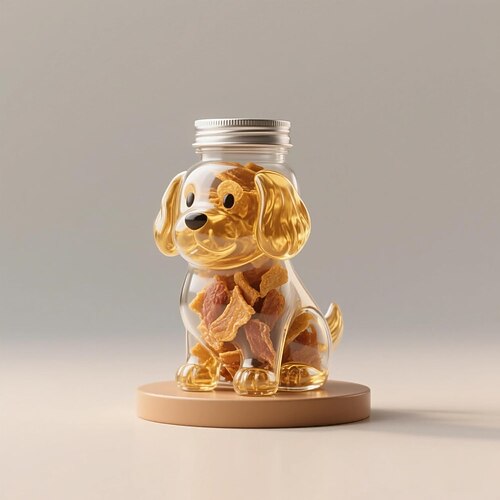 Leckerli-Glas mit französischer Bulldogge, luftdichter Snackbehälter aus Glas mit Deckel, süßes Bonbonglas in Hundeform für Kekse, Kaffeepads, Tierleckerlis, dekorative Küchenaufbewahrung für Image