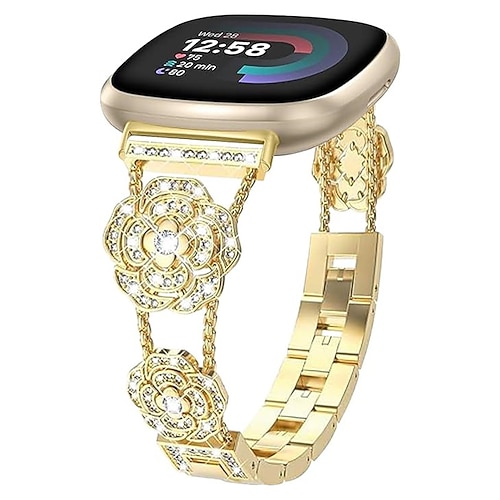 Smartwatch-Band Kompatibel mit Fitbit Versa 4, Sense 2, Versa 3, Sense Versa 2 / Versa Lite / Versa SE / Versa Strass Smartwatch Gurt Damen Glitzer Bling-Diamant Schmuck Armband Ersatz Armband Image
