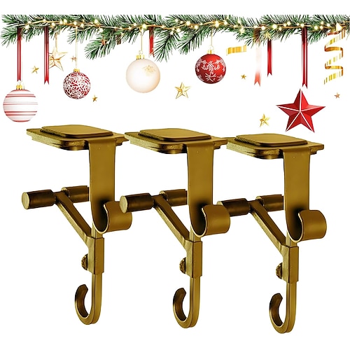 verstellbarer Weihnachtsgirlanden- und Strumpfhalter, 2-in-1-Kaminaufhänger, Weihnachtsstrumpfhalter aus Metall, kein Bohren erforderlich, passt auf Kaminsimse von 1,3 bis 21,6 cm, hält bis zu 9 kg Image