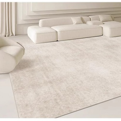 Cremefarbener Teppich, gemütlicher Wohnzimmerteppich, weicher Schlafzimmer-Nachtvorleger, große Bodenmatte fürs Sofa Couchtisch, vollflächige Wohnungsdekoration Image