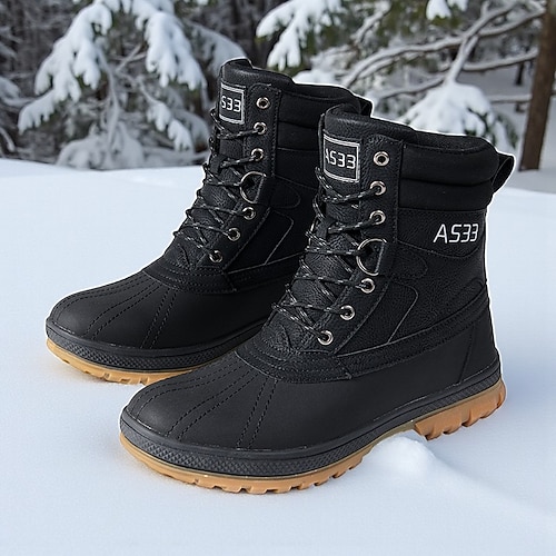 Herren Winter-Schneestiefel mit Fellfutter, wasserdichte, isolierte, warme Schnür-Outdoor-Schuhe für kaltes Wetter Image