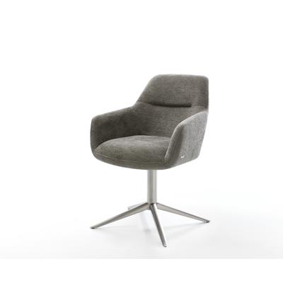 DELIFE Drehstuhl Pejo-Flex Bouclé Soft Schlamm Fußkreuz Edelstahl 360° drehbar Wippfunktion Taschenfederkern, Esszimmerstühle Image