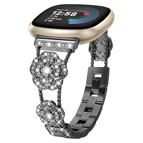 Smartwatch-Band Kompatibel mit Fitbit Versa 4, Sense 2, Versa 3, Sense Versa 2 / Versa Lite / Versa SE / Versa Strass Smartwatch Gurt Damen Glitzer Bling-Diamant Schmuck Armband Ersatz Armband Image
