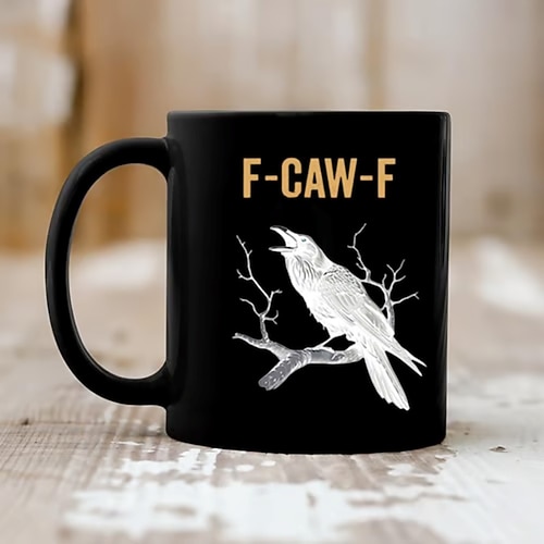 f-caw-f lustige Hühnertasse, humorvoller Hahn, Kaffeetasse, Gag, Weihnachtsgeschenk für Freunde und Familie, Keramik-Teetasse, Büro, Küche, Geburtstag, Weihnachten oder lustige Geschenkidee Image