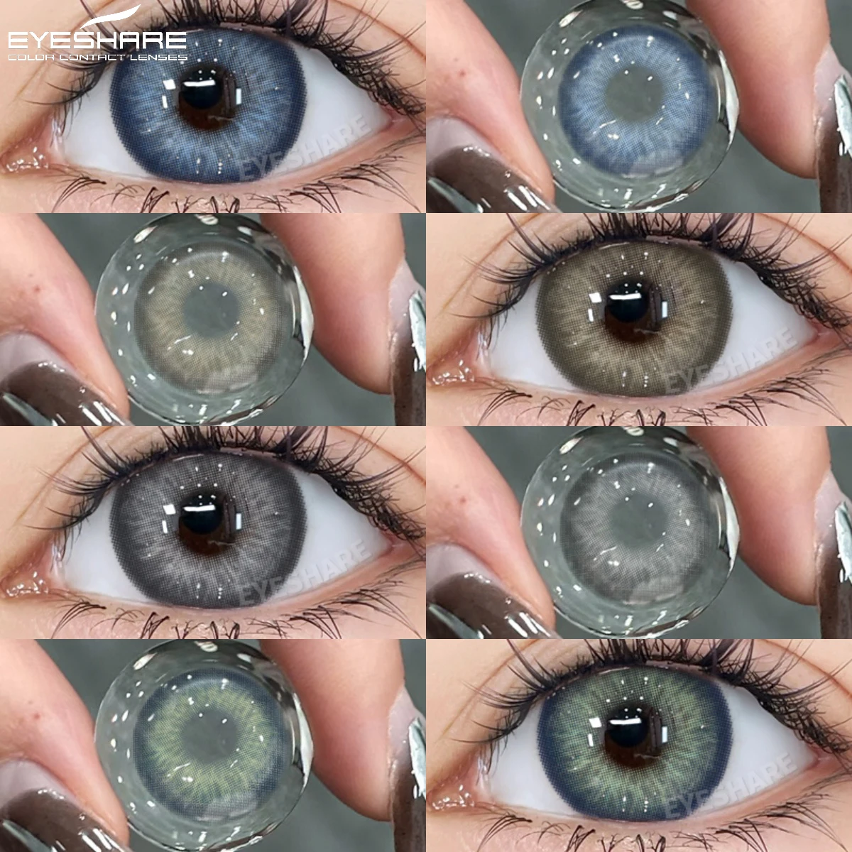 EYESHARE 2 Stück farbige Kontaktlinsen, blaue Kontaktlinsen, braune Augenlinsen, 14,5 mm Farbe, weiche jährliche Farblinse für Augen Image