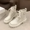 Herbst Neue Britische Frauen Stiefel Mode Lässig Einfarbig Gürtel Schnalle Designer Schuhe Frau Spitze Große Größe Stiefeletten Damen
