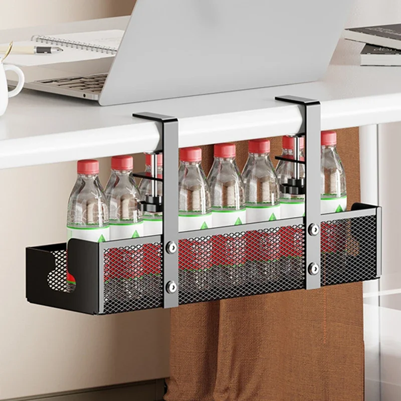 Ausziehbares Kabelmanagementfach unter dem Schreibtisch ohne Bohren – Metallklemmendesign, ausziehbarer Steckdosenleistenhalter, Kabel-Organizer